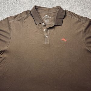 Tommy Bahama Polo Shirt Men 2XL XXL Brown Supima Knit Performance Golf Marlin